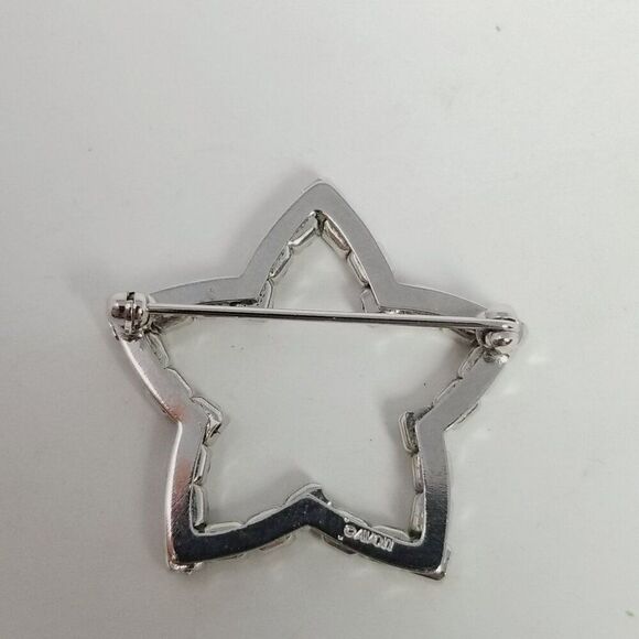 Vintage Avon Star Brooch, Silver Tone Prong Set Rhinestone Lapel Pin, Estate - Picture 3 of 7